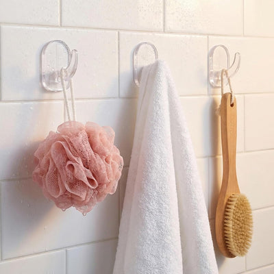 50 Ganchos Adhesivos Acrílicos Transparentes Pared Cocina Baño