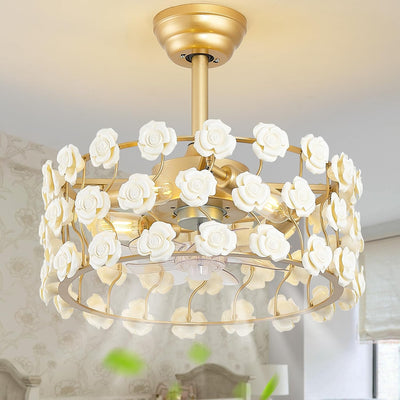 Ventilador techo dorado 20pulg con luz 6 velocidades
