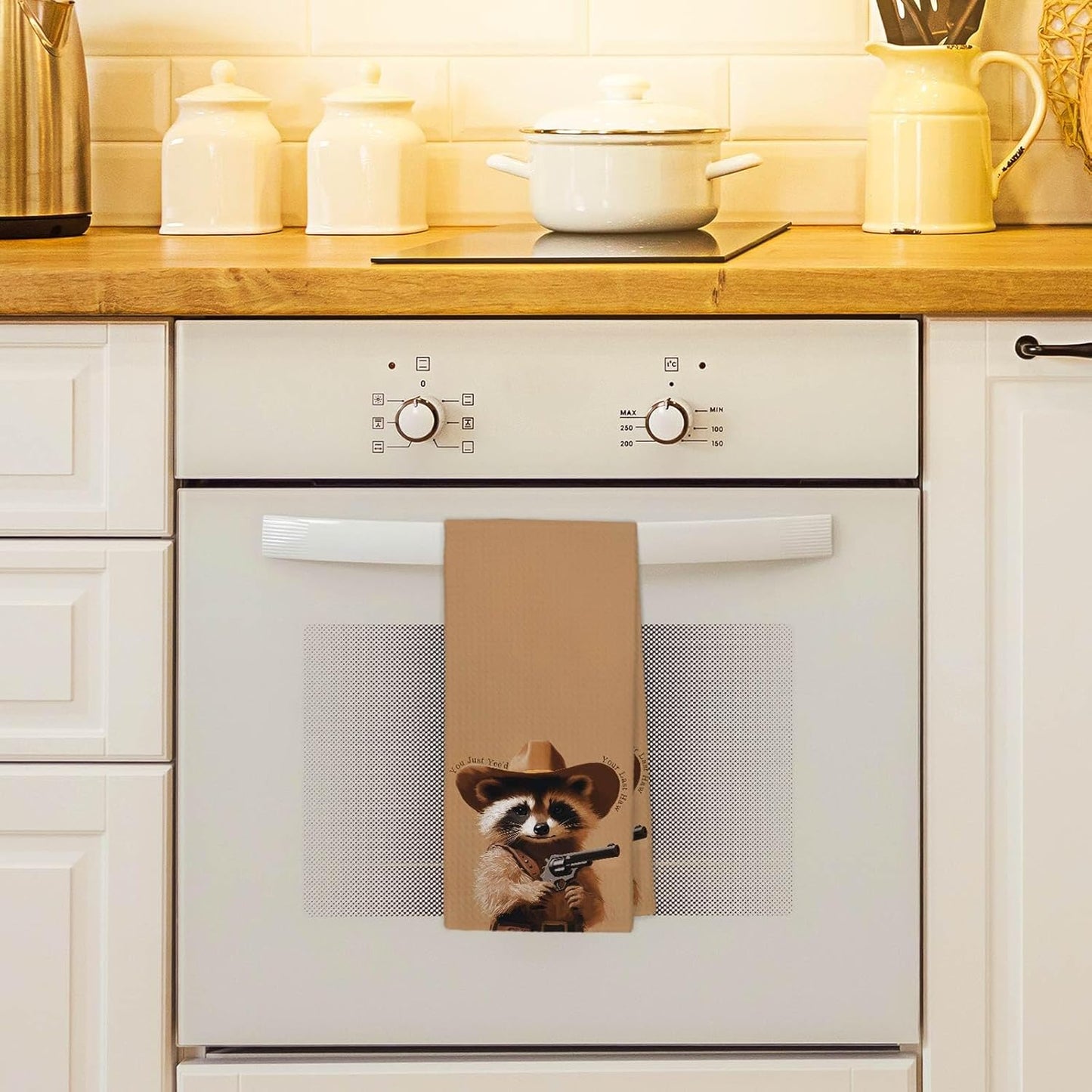 Toalla de cocina de mapache vaquero occidental 16 x 24 pulgadas