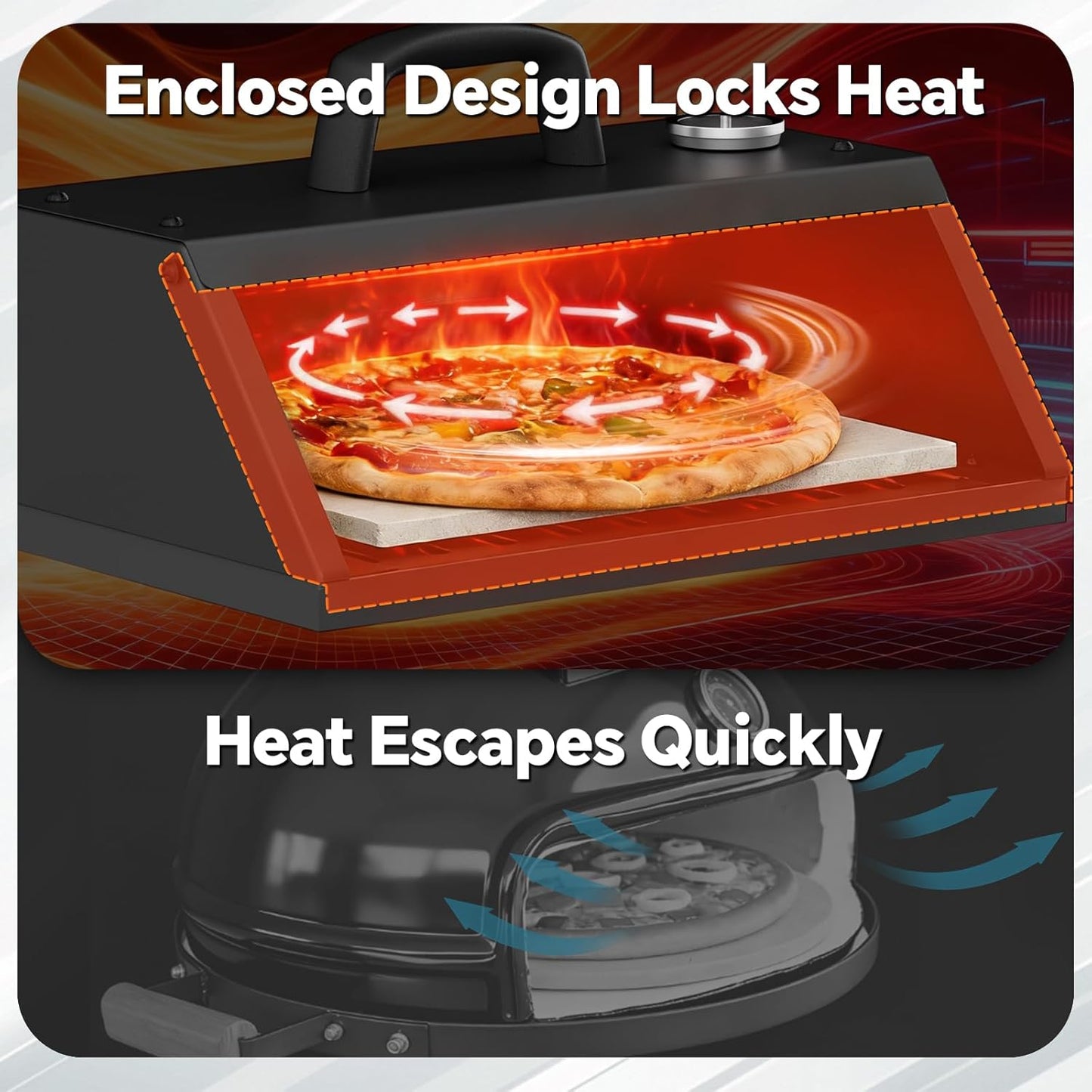 Horno pizza parrilla 12pulg piedra plegable termometro