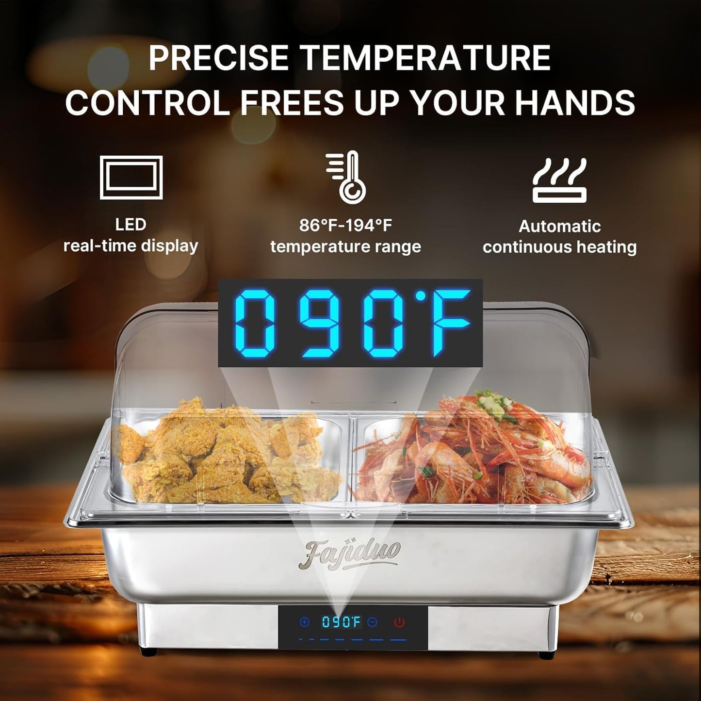 Plato eléctrico para rozar con pantalla de control de temperatura