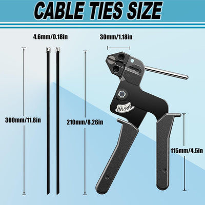 Set 300 bridas acero galvanizado negro 11.8pulg sujeción cables