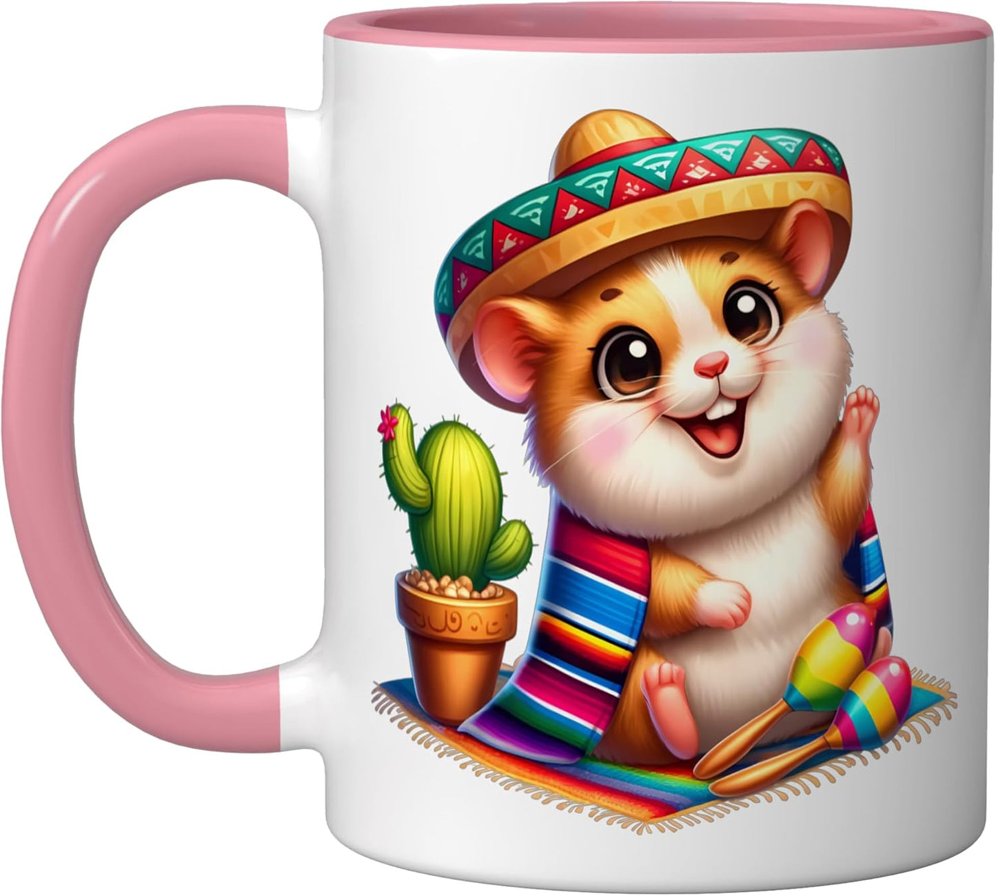 Taza Cerámica Cinco De Mayo Con Cactus Y Maracas Rosa
