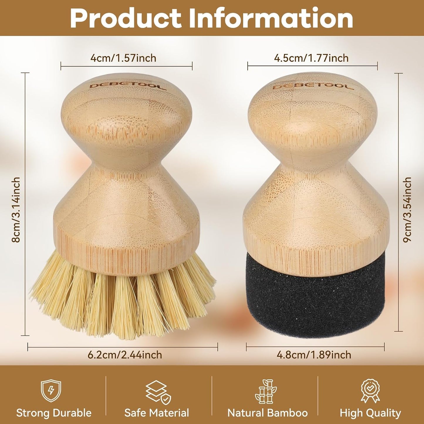 Juego aplicador cera aceite cepillo bambú fibra sisal esponja