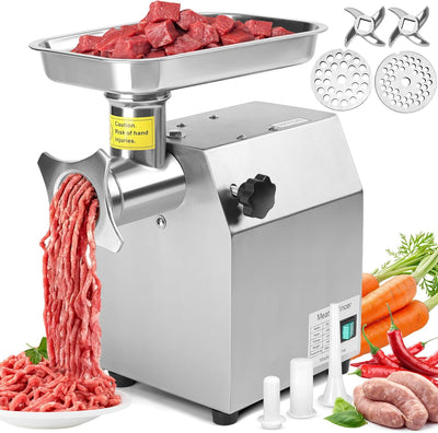 Picadora de carne eléctrica de acero inoxidable con 2 cuchillas
