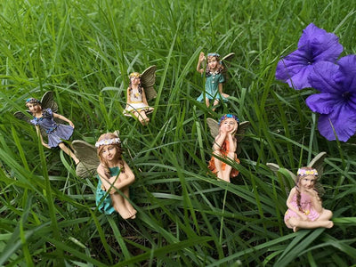 Accesorios jardín hadas 6 figuras mini para maceta y césped