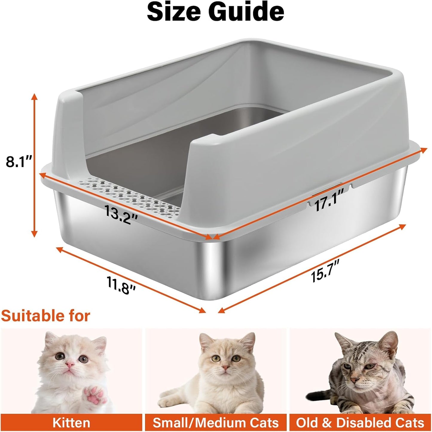 Caja arena acero inox con tapa pala alfombra antiadherente