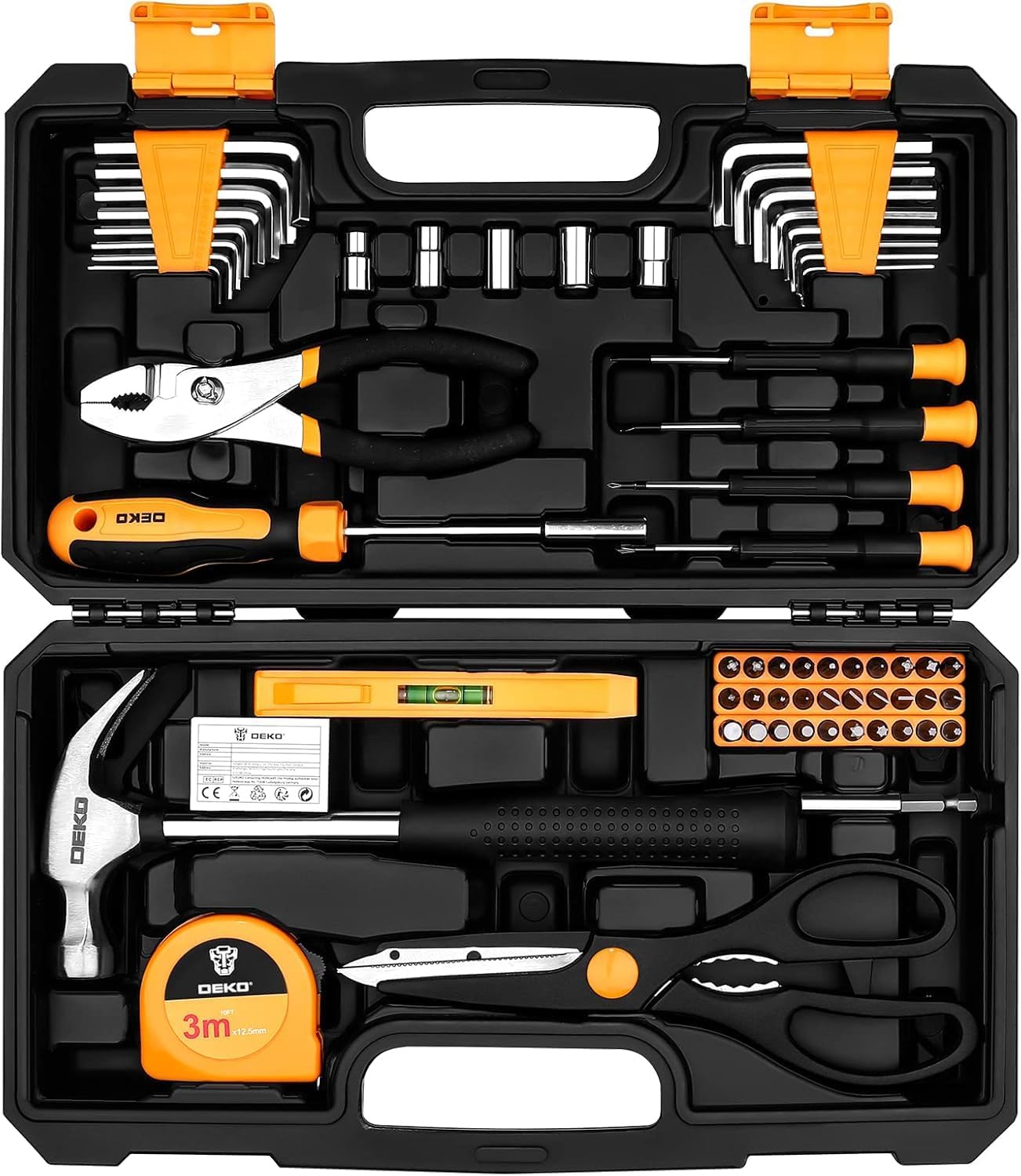 Set 62 Pzas Kit Herramientas Básicas Hogar con Caja Plástico