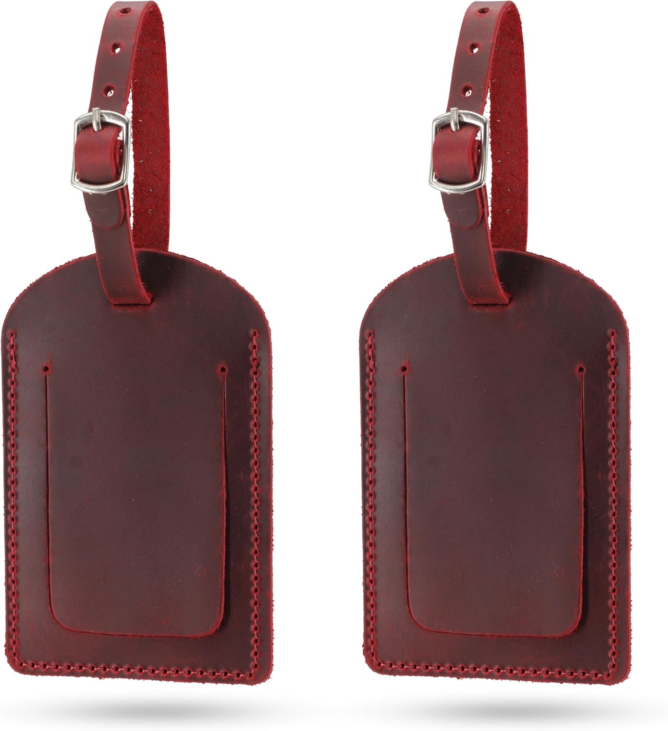 Etiqueta maleta cuero full grain privacidad 2 Pzas Rojo