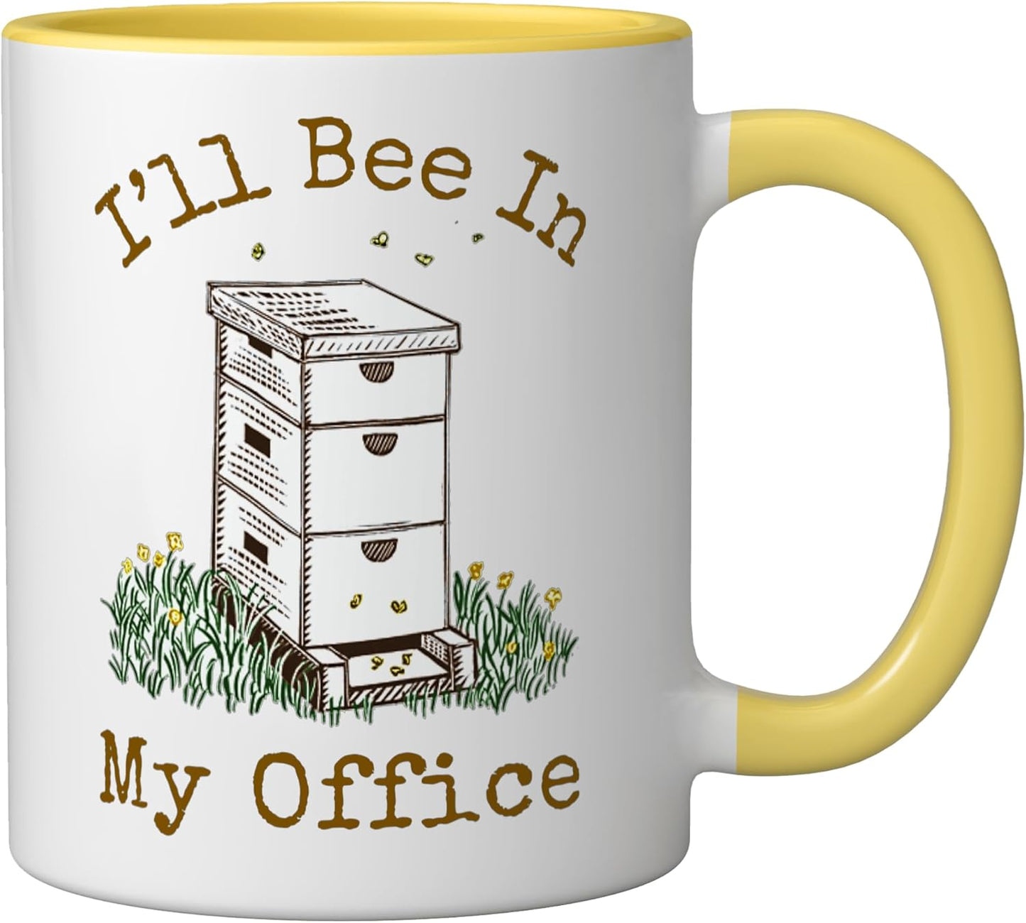 Taza cerámica para apicultor amarillo/blanco