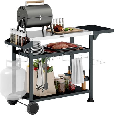 Carrito parrilla exterior con mesa plegable 46x21.75pulg acero inox