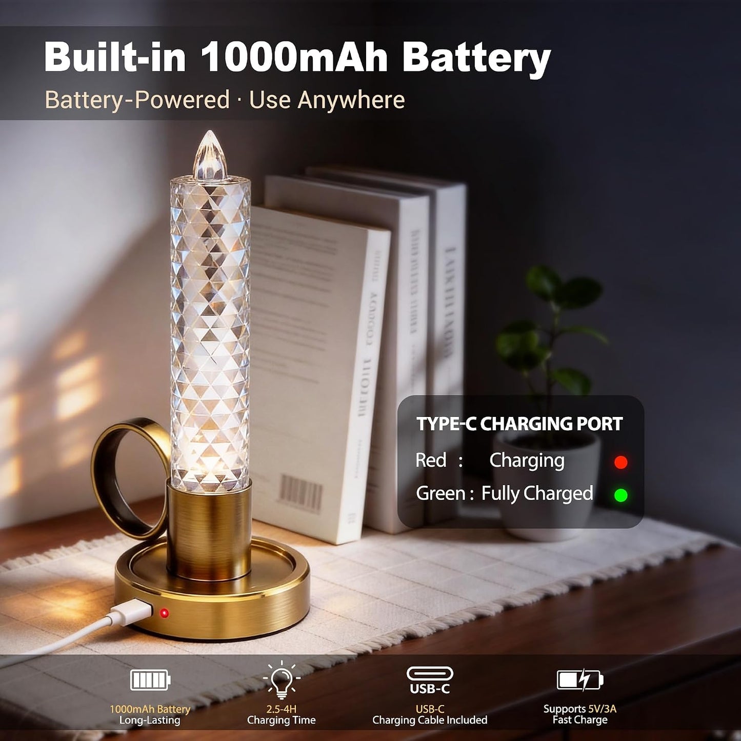 Juego velas LED recargables inalámbricas con pilas 0.4 W