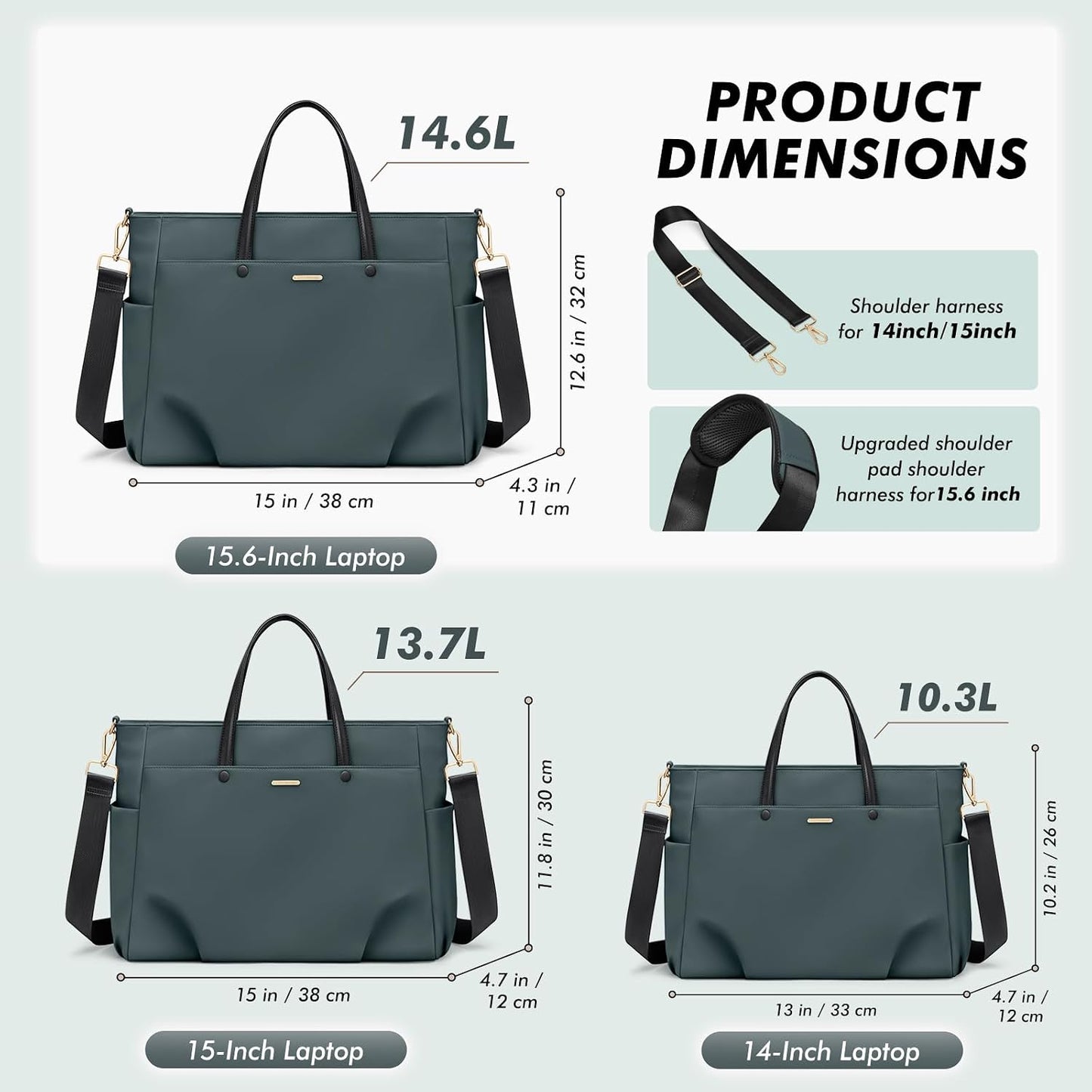 Bolsa laptop 15pulg para mujer de nailon resistente al agua