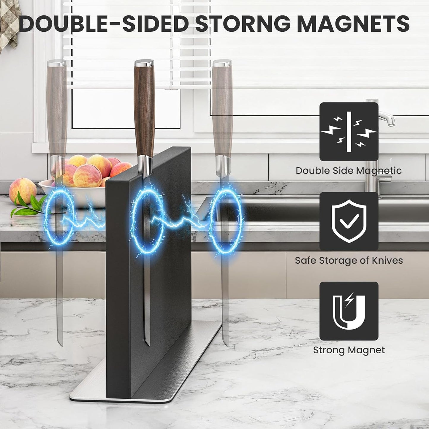Bloque magnético cuchillos acero inox universal cocina
