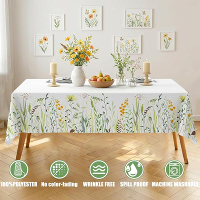 Mantel rectangular floral de poliéster resistente a manchas y arrugas