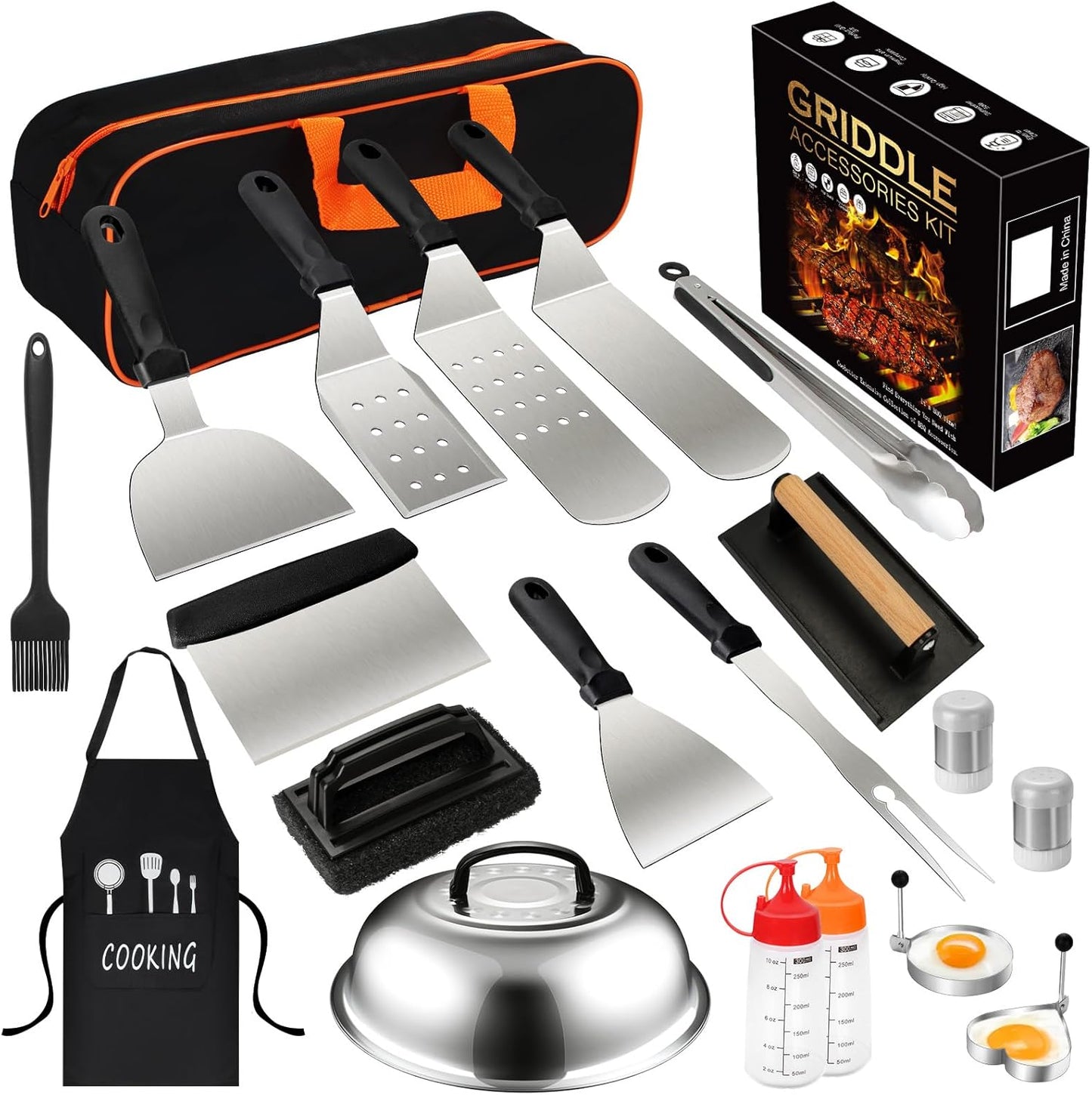 Kit 20 Pzas Accesorios Parrilla Espátulas Agrandadas