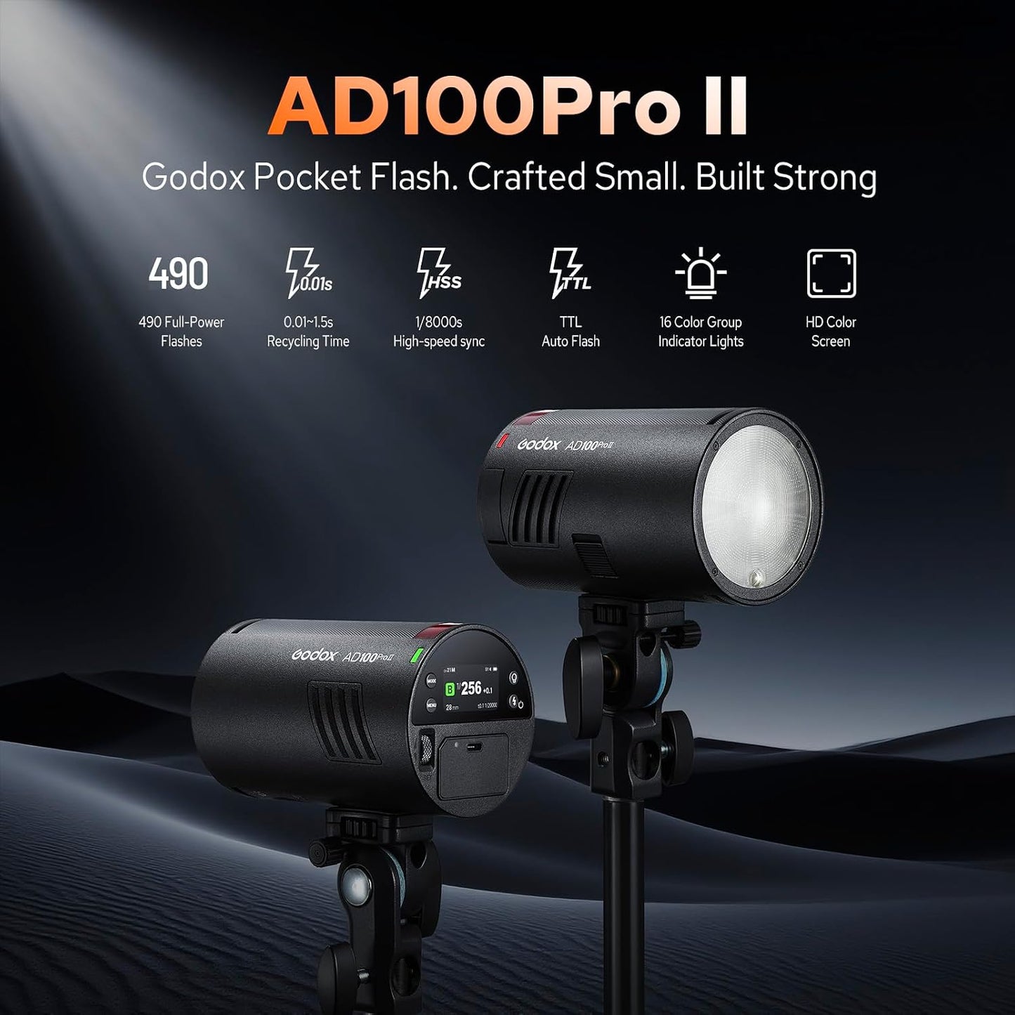Flash AD100 Pro II 100Ws 2.4G TTL HSS Monolight