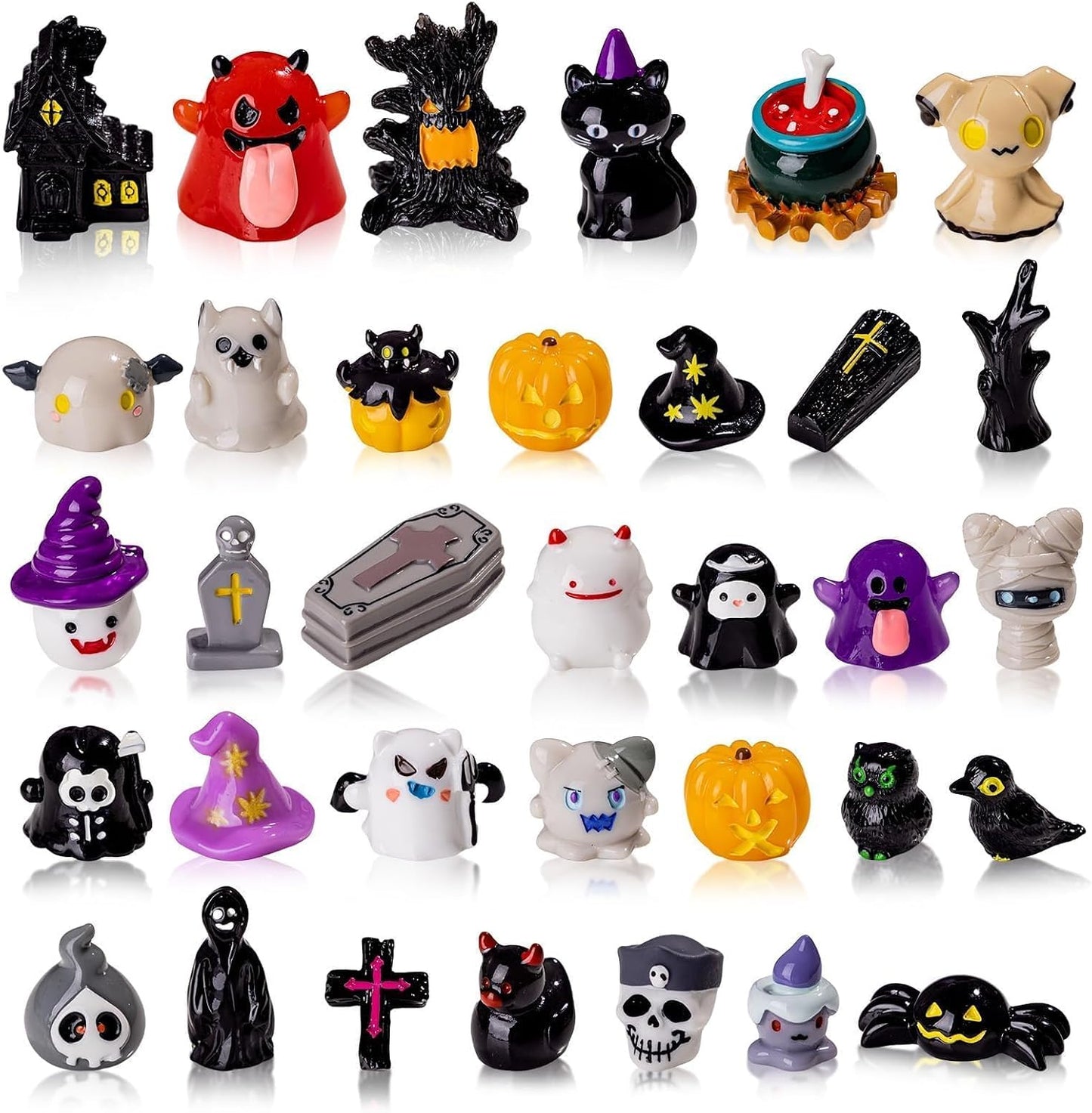 34 Mini Figuras Resina Halloween Fantasma Cráneo Mesa