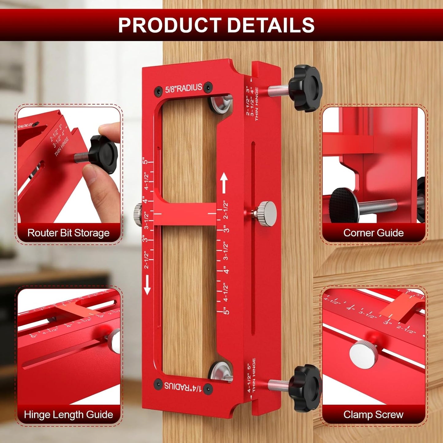 Plantilla bisagra puerta aluminio ajustable 2.5-5pulg