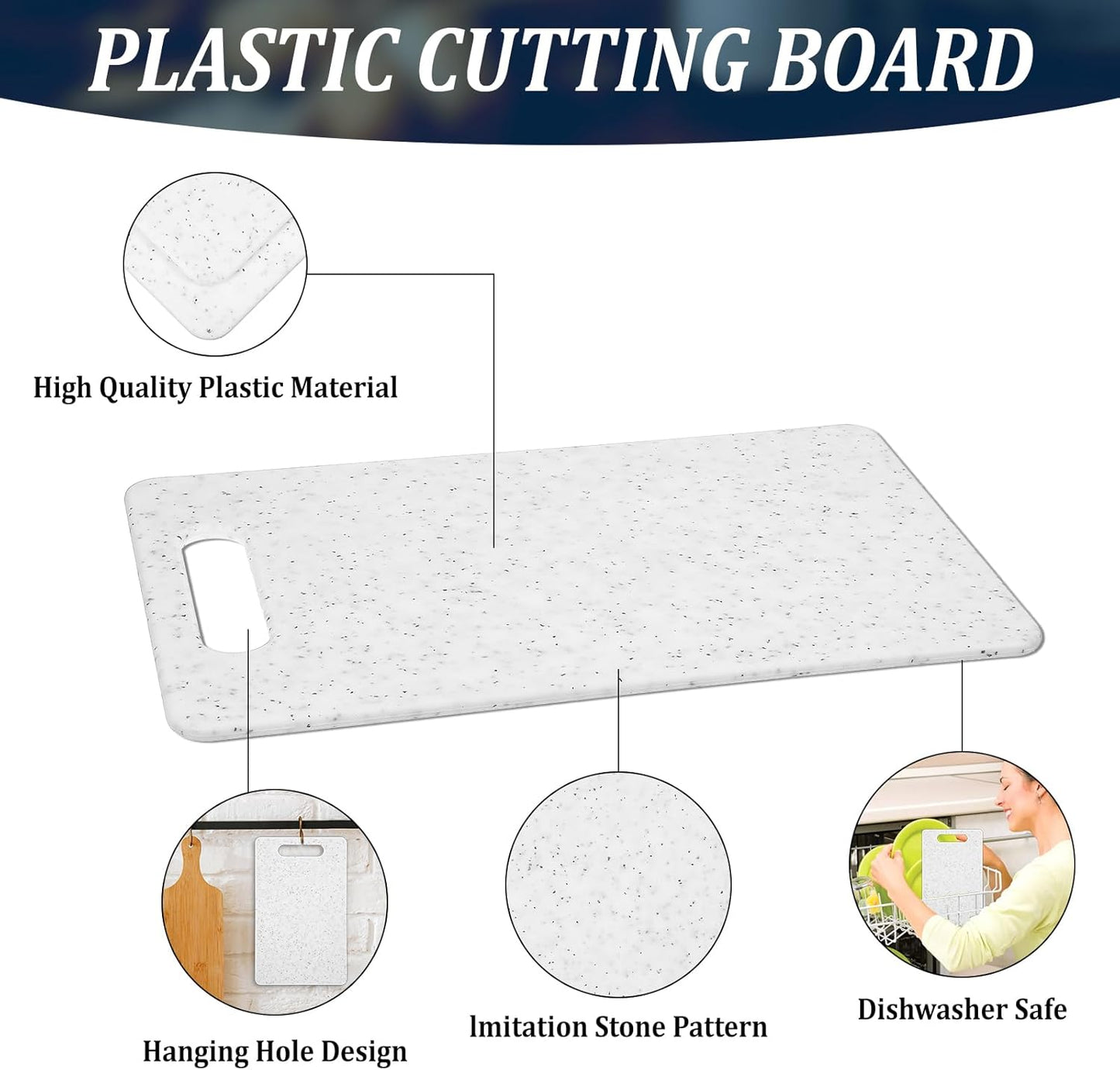 Juego de 2 tablas de cortar pequeñas de plástico con asas para cocina y acampar