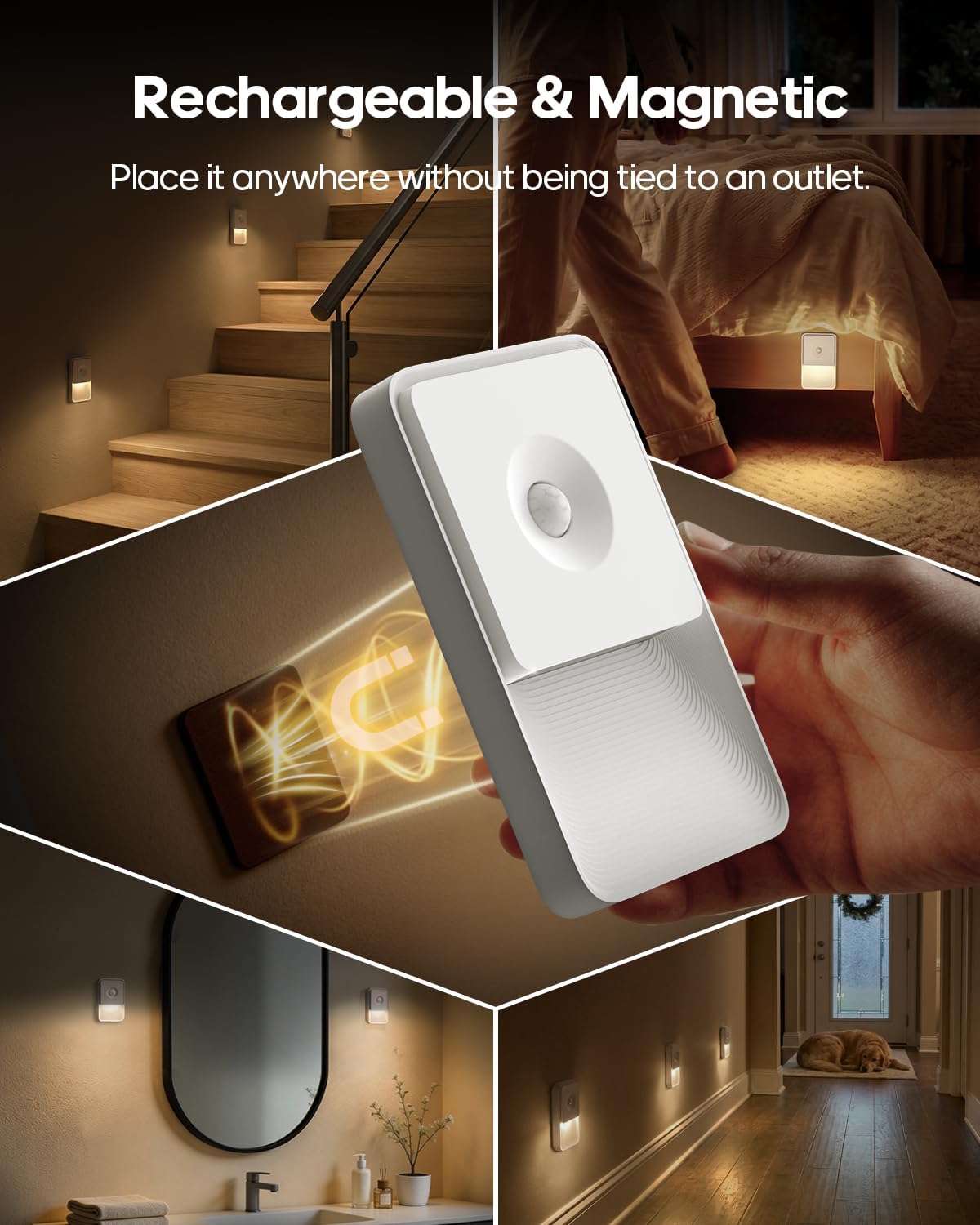 Luces nocturnas recargables sensor movimiento para escaleras