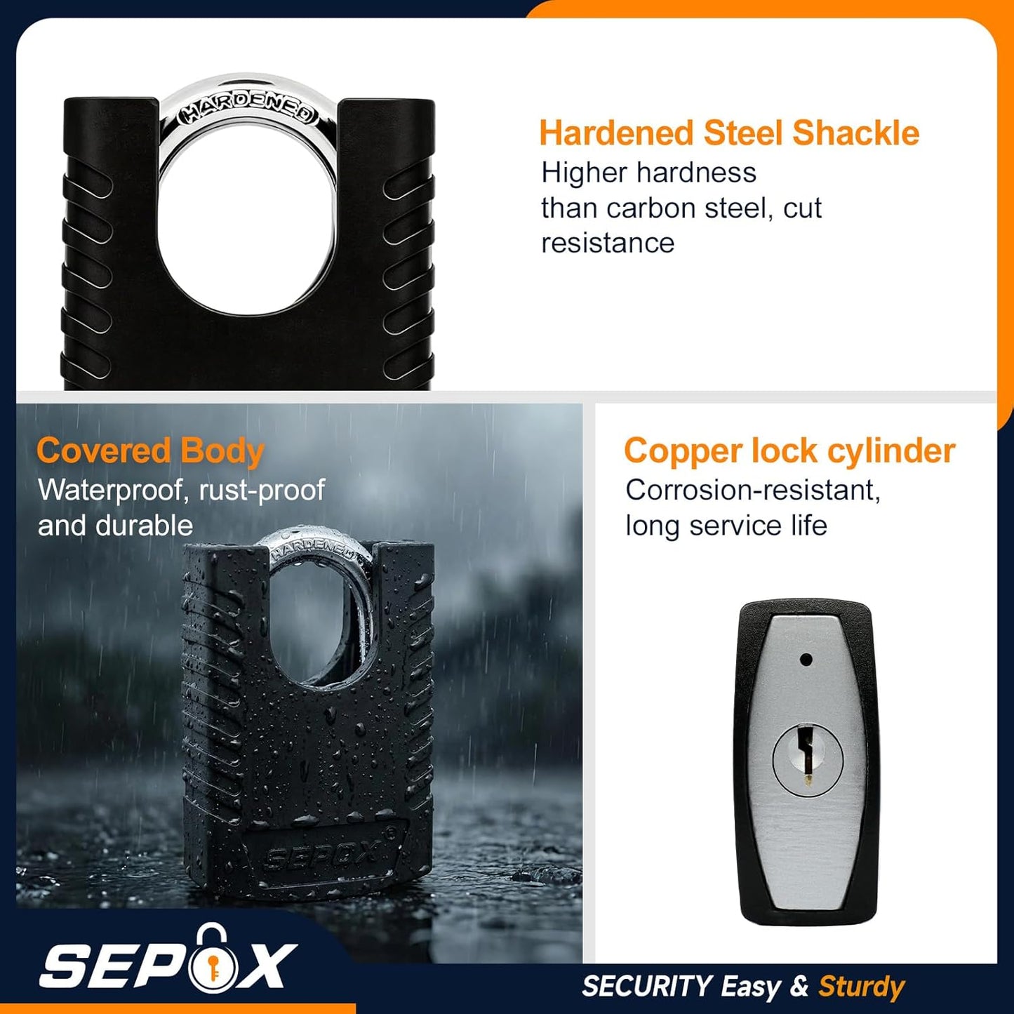 Cerradura para puerta exterior resistente 3-3/16" con llaves 2