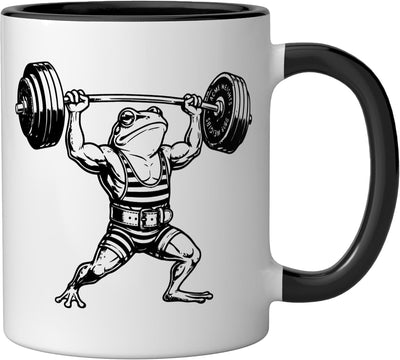 Taza cerámica estilo vintage para levantamiento de pesas y bodybuilding negra/blanca