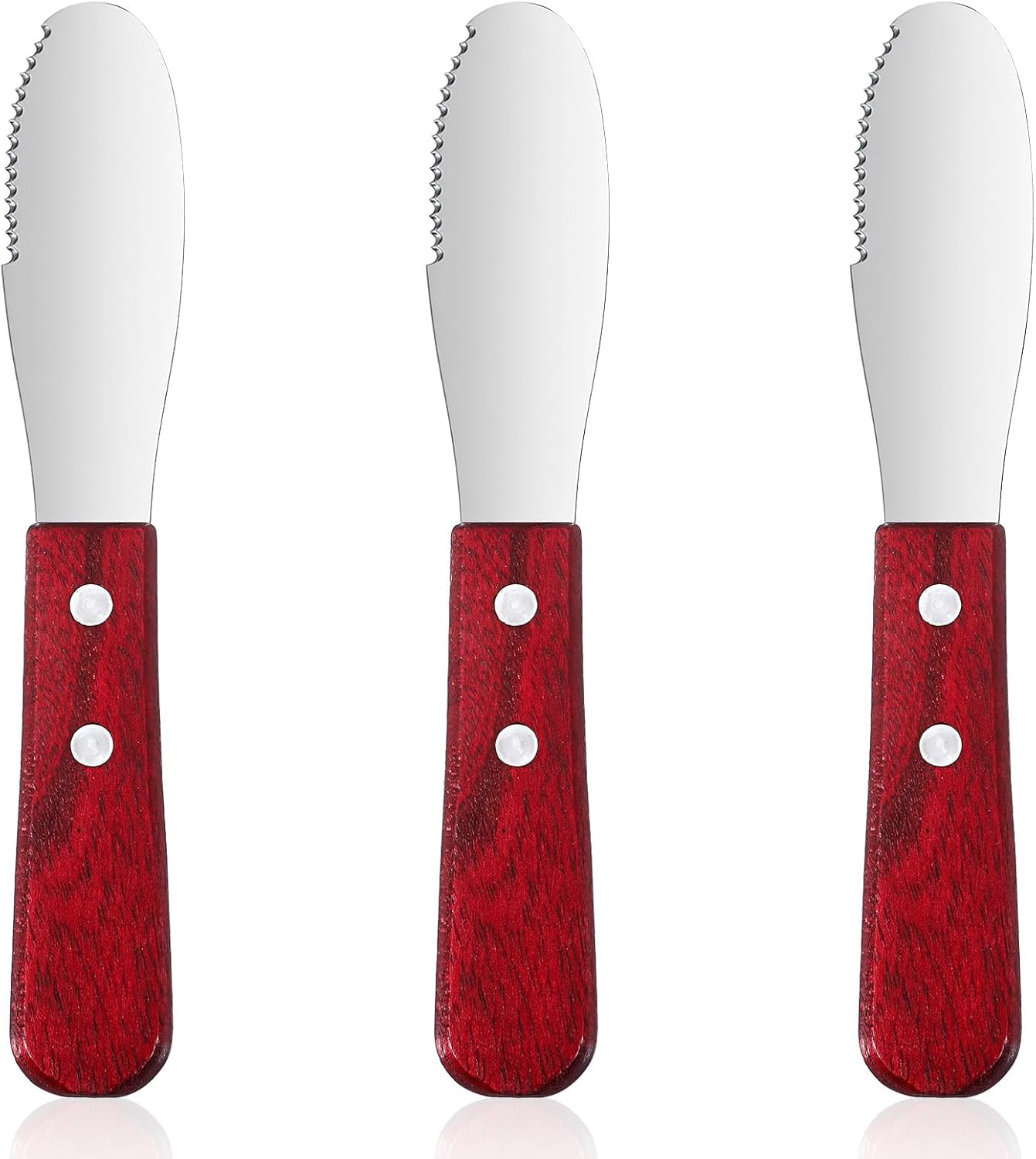 3 Cuchillos Espardor Mantequilla Acero Inox Mango Madera