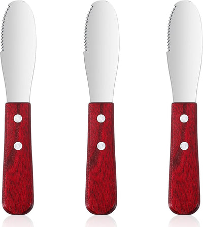 3 Cuchillos Espardor Mantequilla Acero Inox Mango Madera