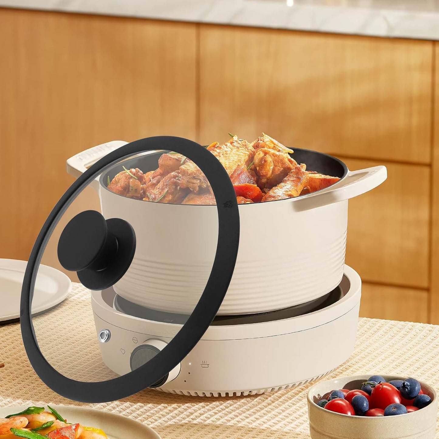 Tapa Vidrio Templado 8pulg Borde Silicona Negro Universal