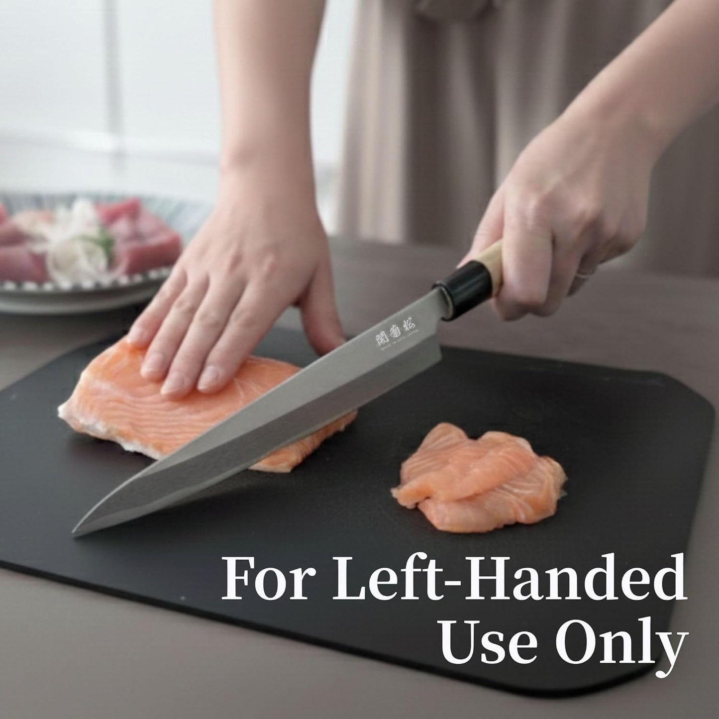 Cuchillo sashimi zurdo acero blanco mango magnolia