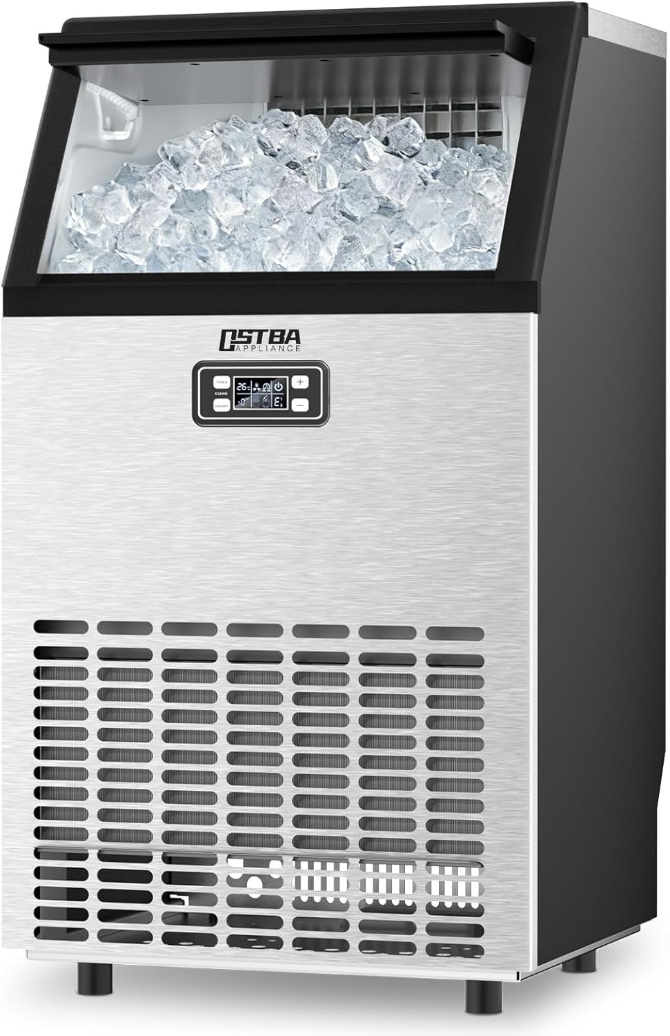 Máquina hielo comercial acero inox 100lb/24h con pantalla LCD