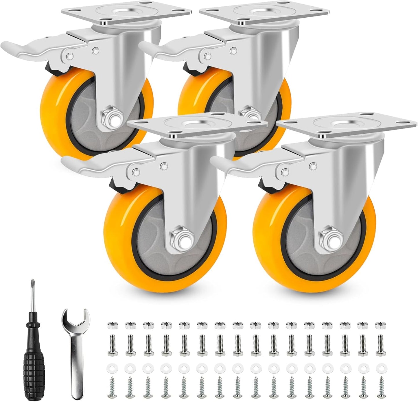 Ruedas giratorias 4 pulg set 4 placa bloqueo resistentes 220lb