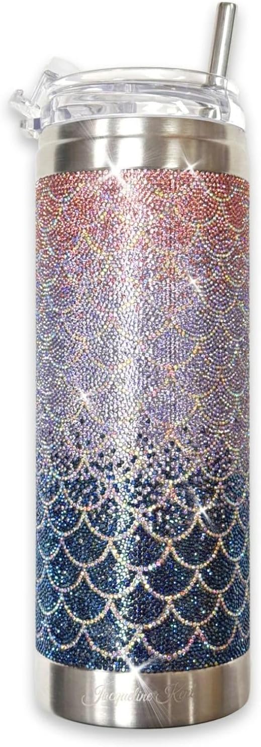 Vaso cristal sirena 20oz con tapa transparente popote