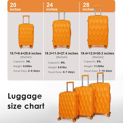 Set 3 equipaje con ruedas 20-28 pulg ligero naranja