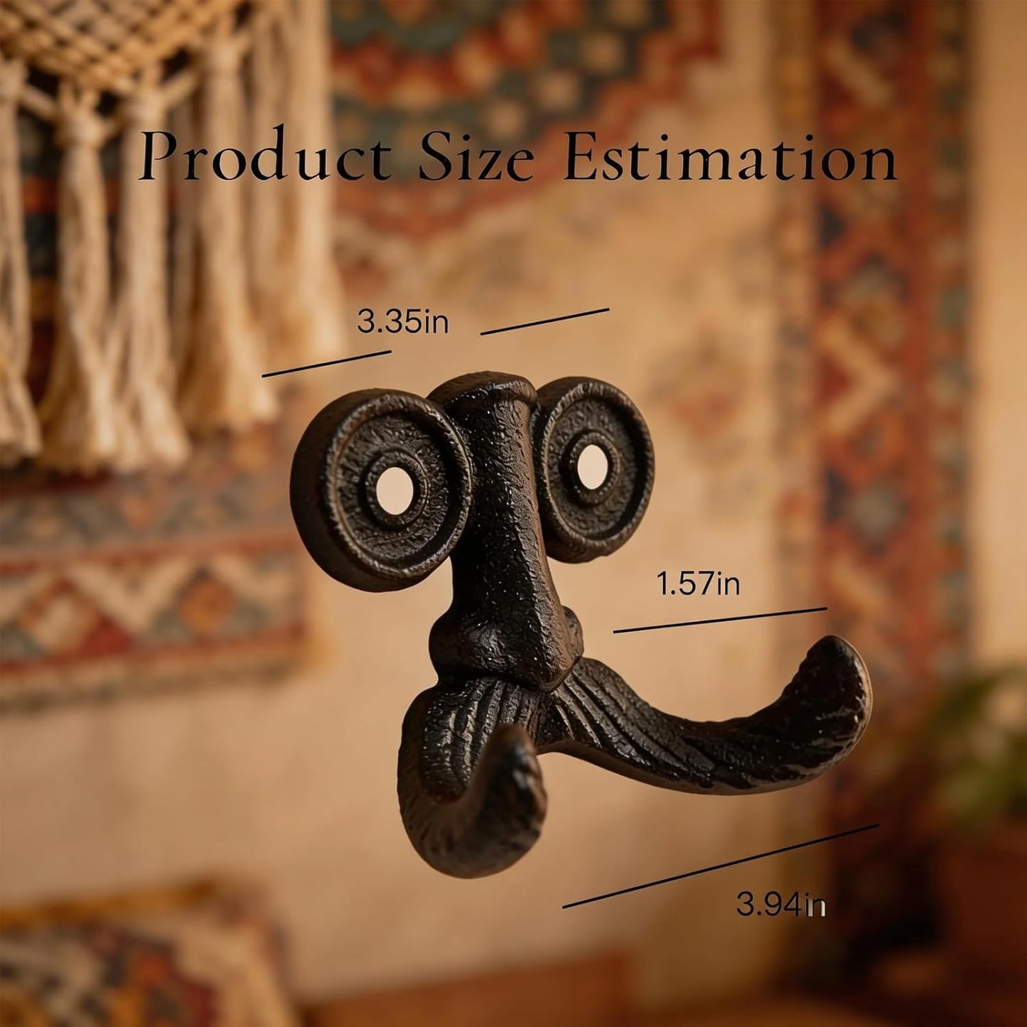 2 Pzas Gancho pared hierro fundido mustache vintage