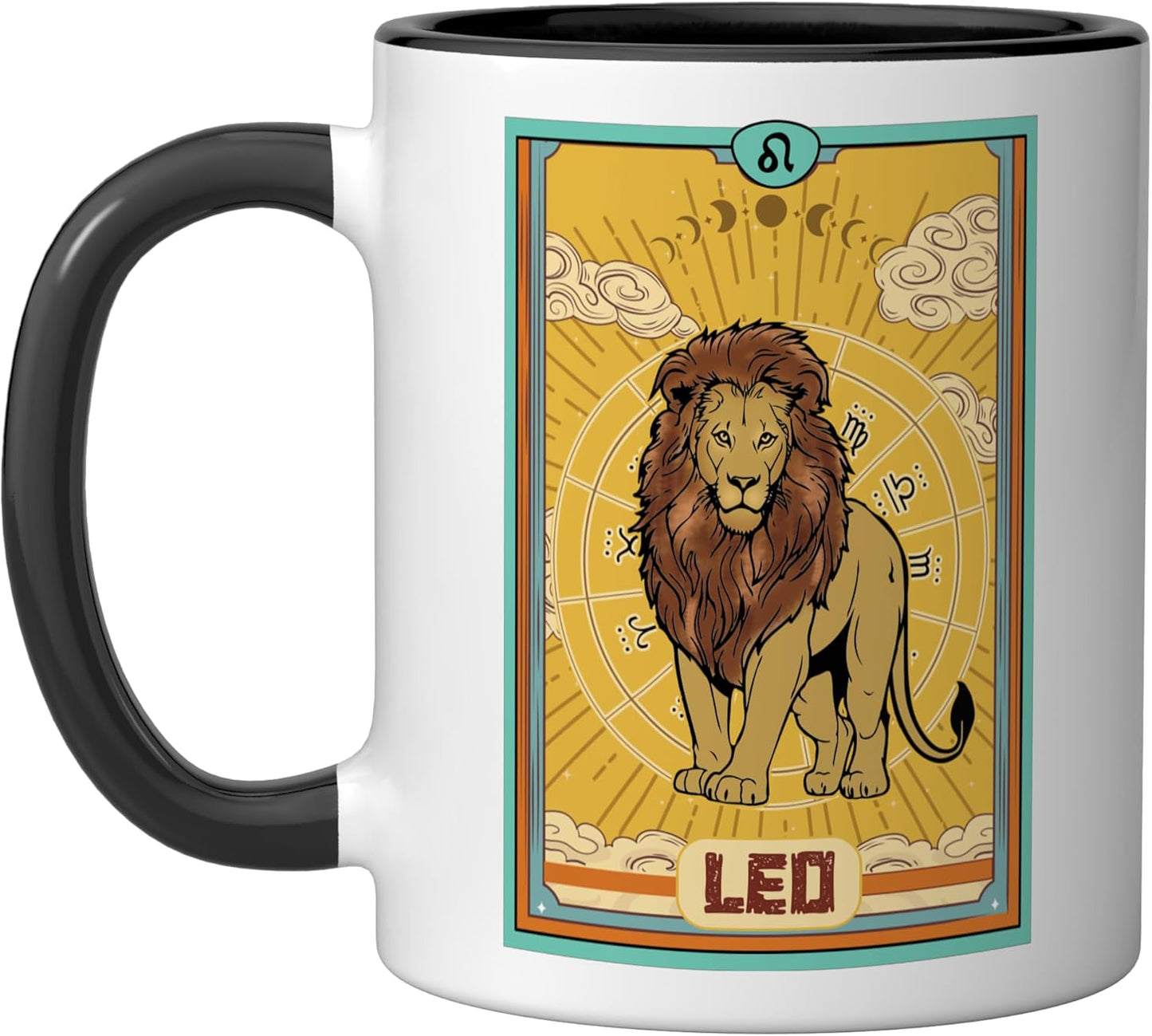 Taza Cerámica Leo Horóscopo Tarot Negro/Blanco