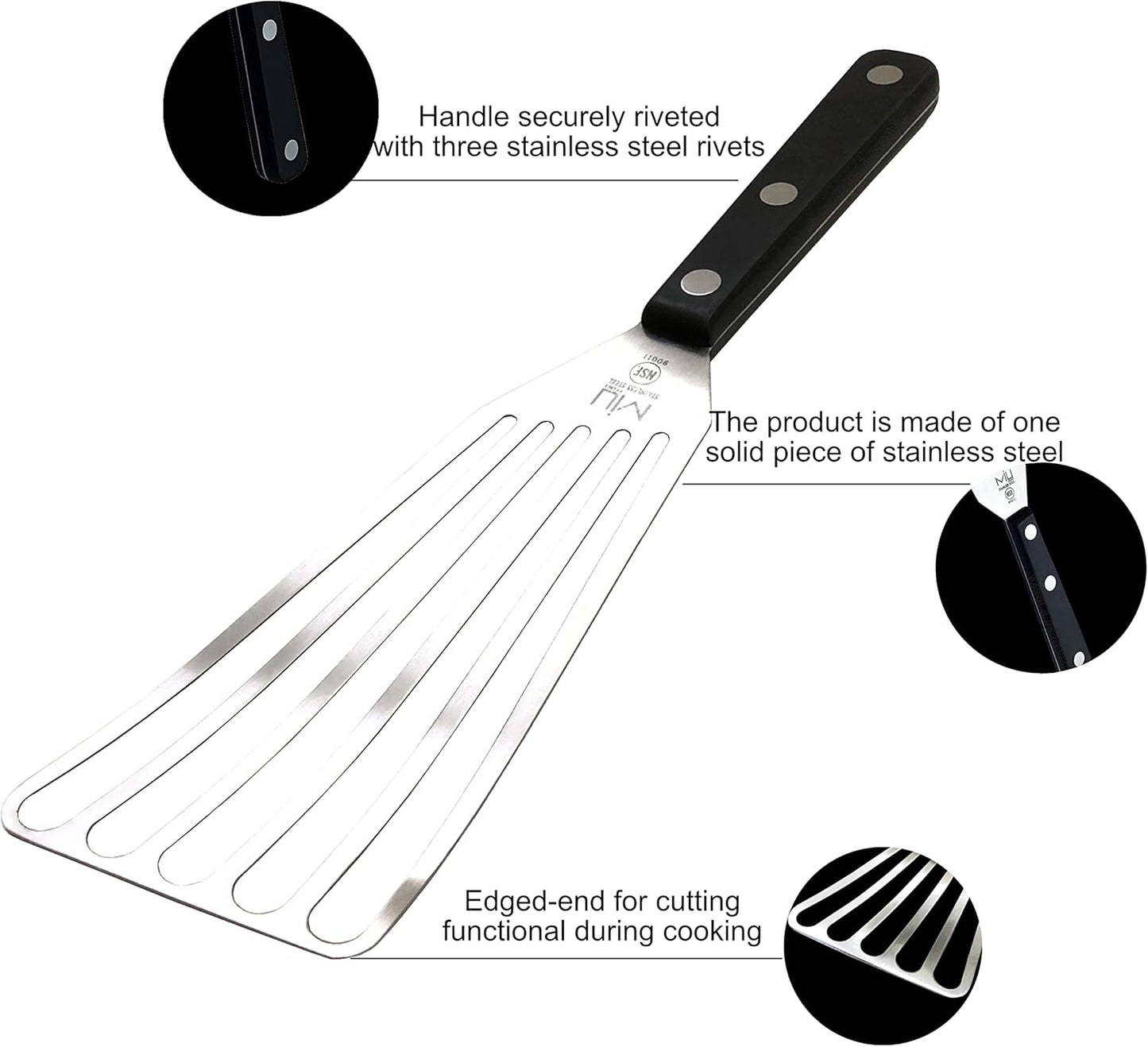Espátula acero inox ranurada para sándwiches 11pulg