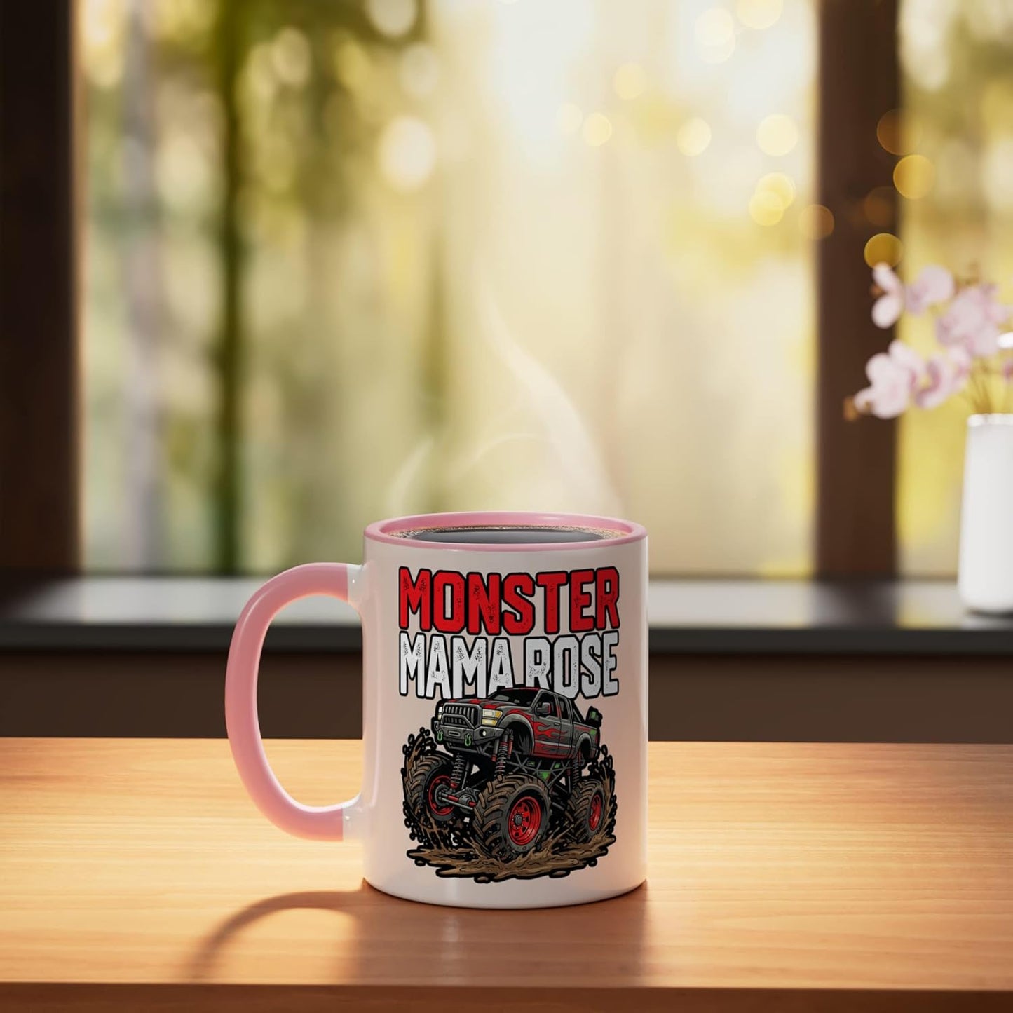 Taza cerámica para Mother's Day Monster Mama Rose rosa/blanca