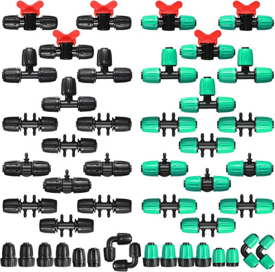 Kit 40 accesorios riego 1/2pulg 0.63pulg con válvulas y T de púas