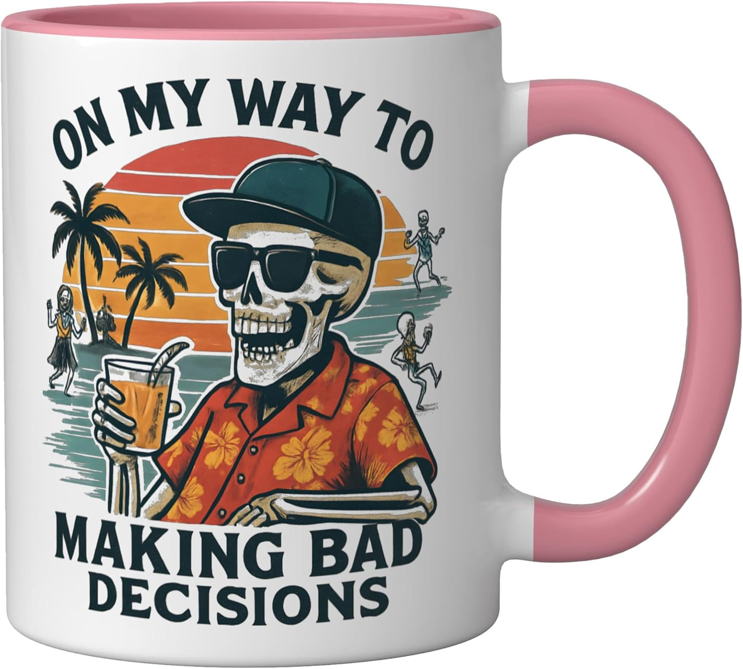 Taza Cerámica Humorística Playa Rosa/Blanca