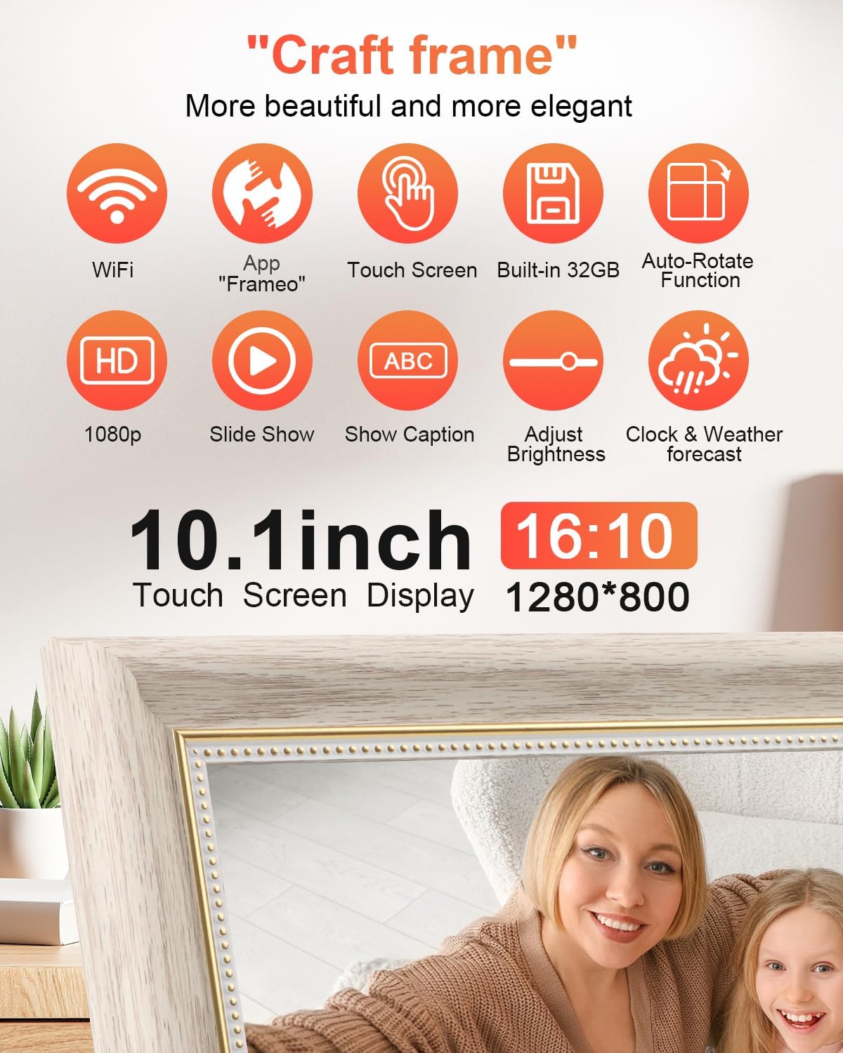 Marco digital 10.1pulg WiFi 32GB HD IPS tactil Frameo