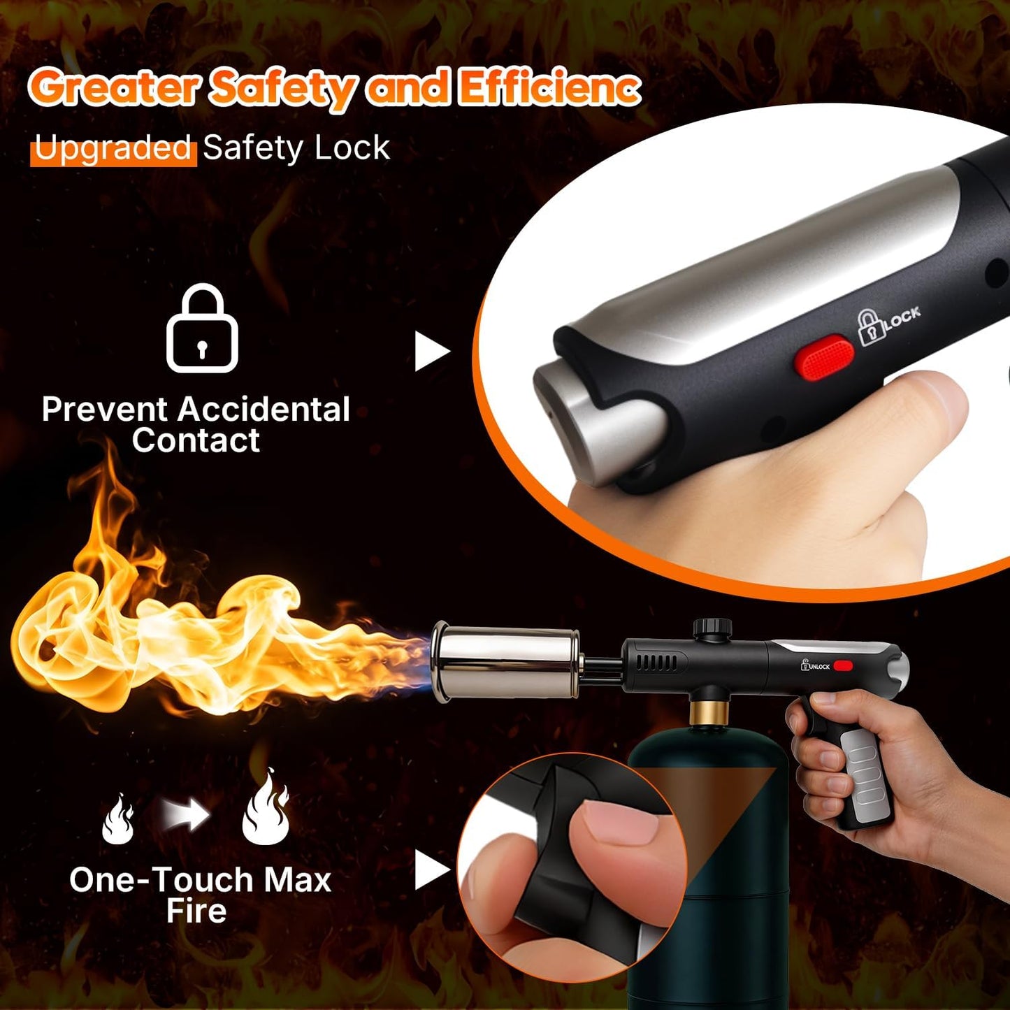 Llameador de Propano Portátil para BBQ y Soldadura Negro