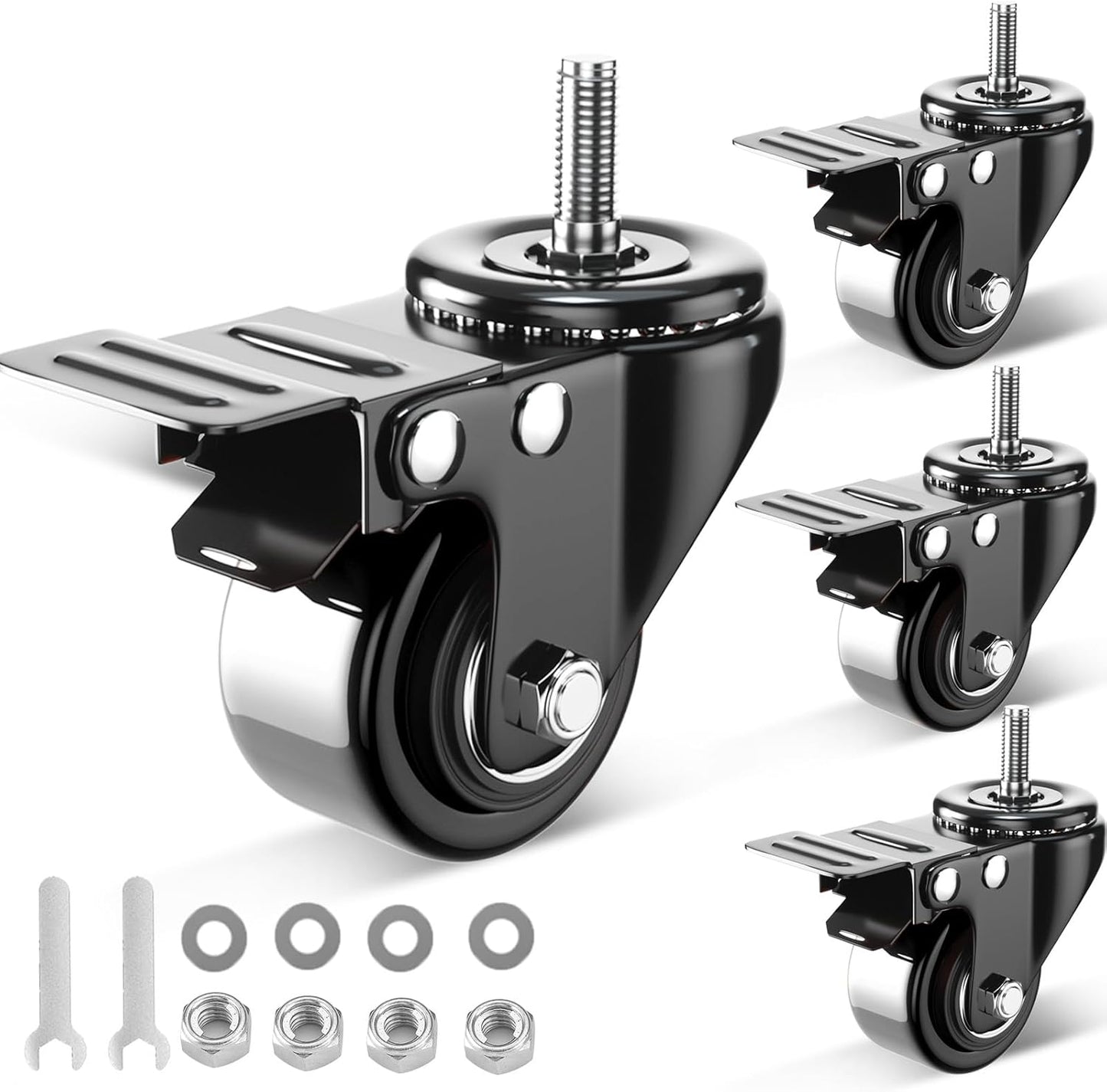 Ruedas giratorias vástago 2pulg 600lb set 4 resistentes
