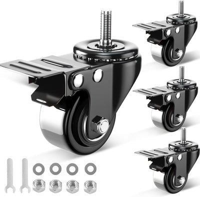 Ruedas giratorias vástago 2pulg 600lb set 4 resistentes
