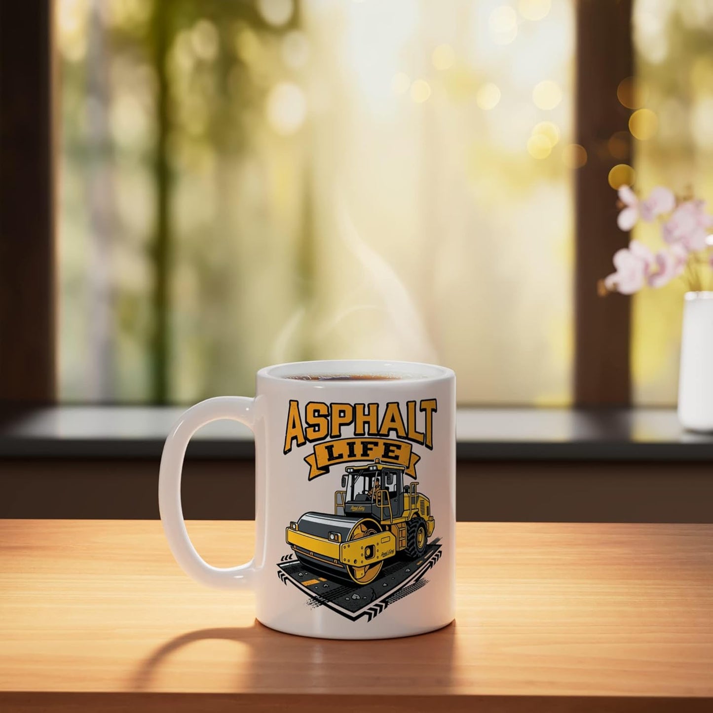 Taza Cerámica para Operador de Pavimento Blanco