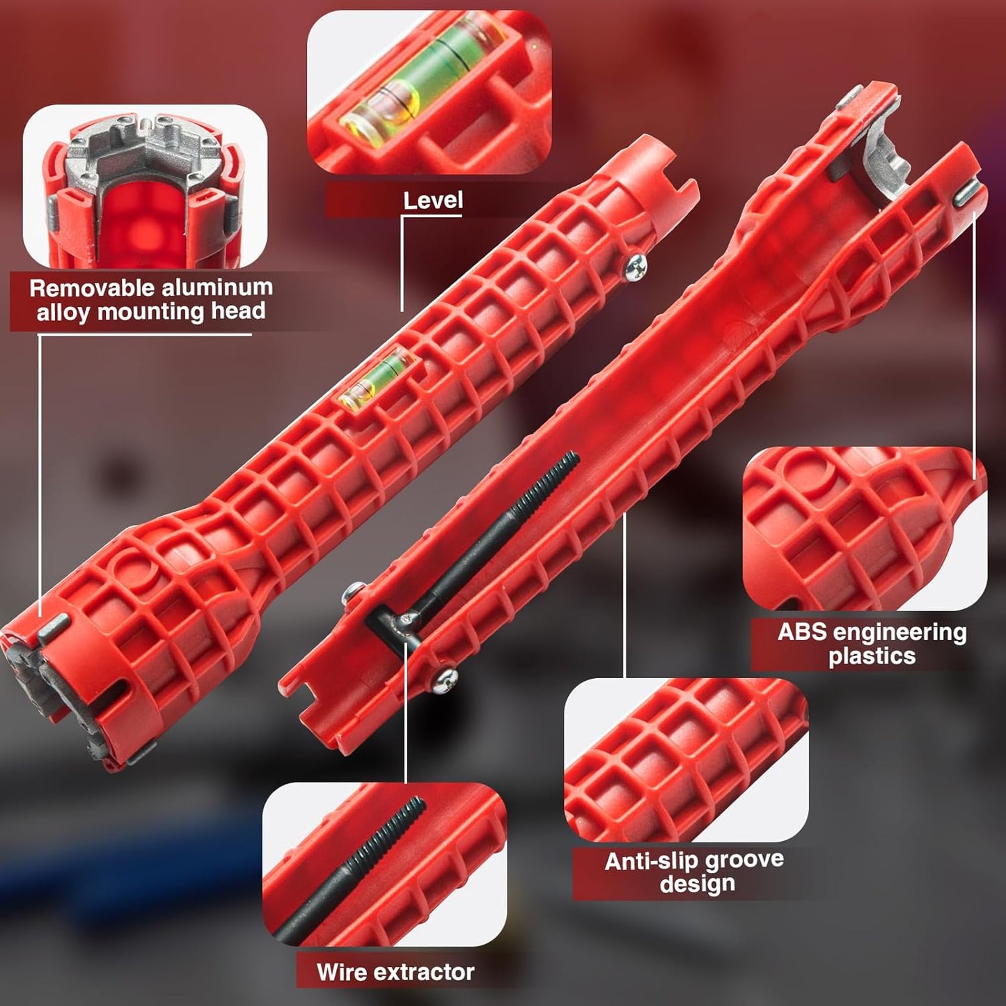 Llave multifuncional 14en1 para fregadero grifo rojo