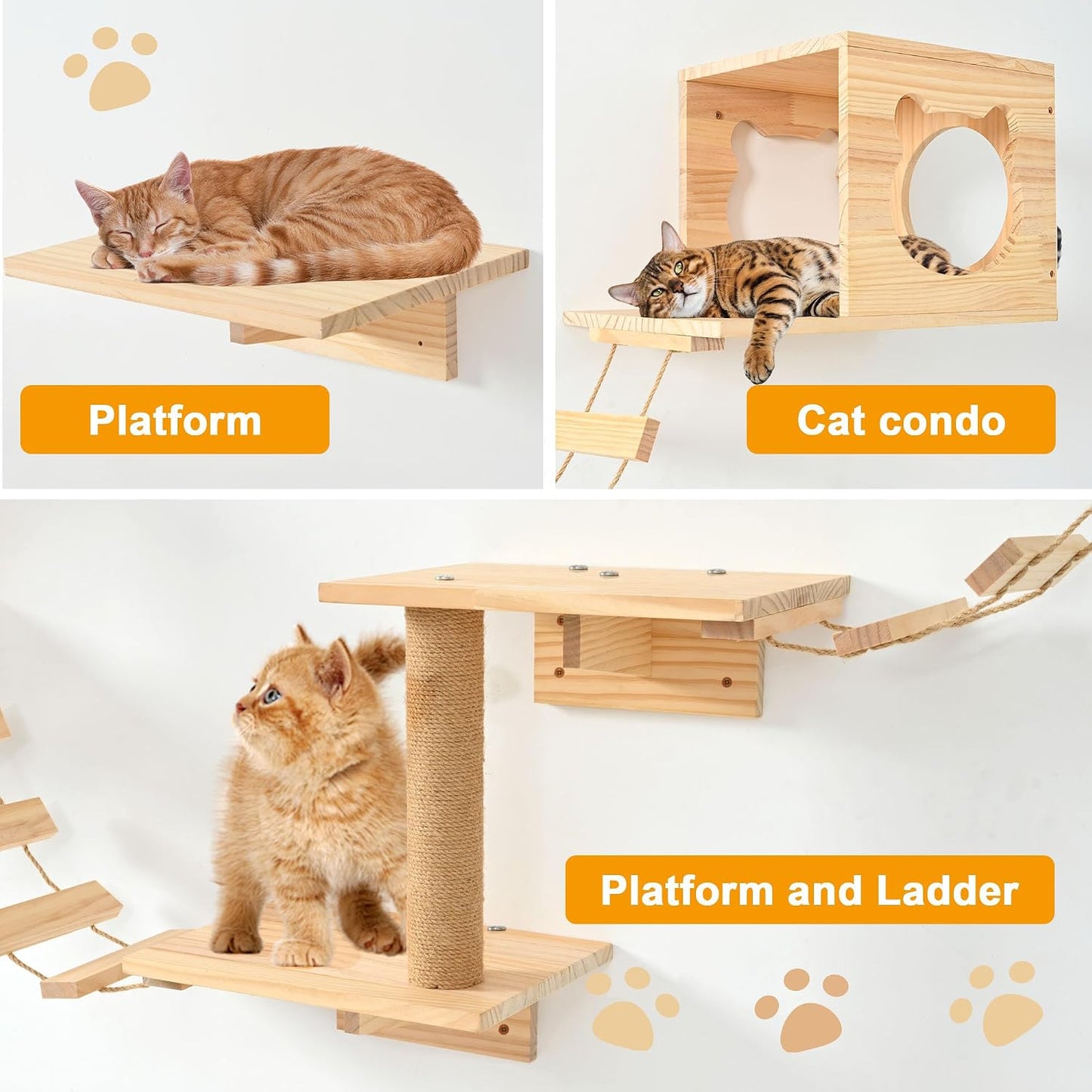 Estantes y perchas para gatos de madera pino escalada