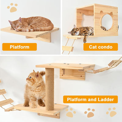 Estantes y perchas para gatos de madera pino escalada