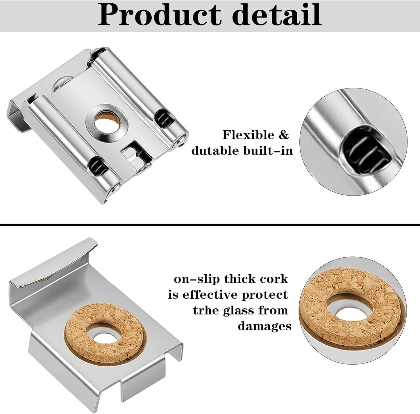 Set 8 Clips Espejo Pared Con Resorte Metal Tapones